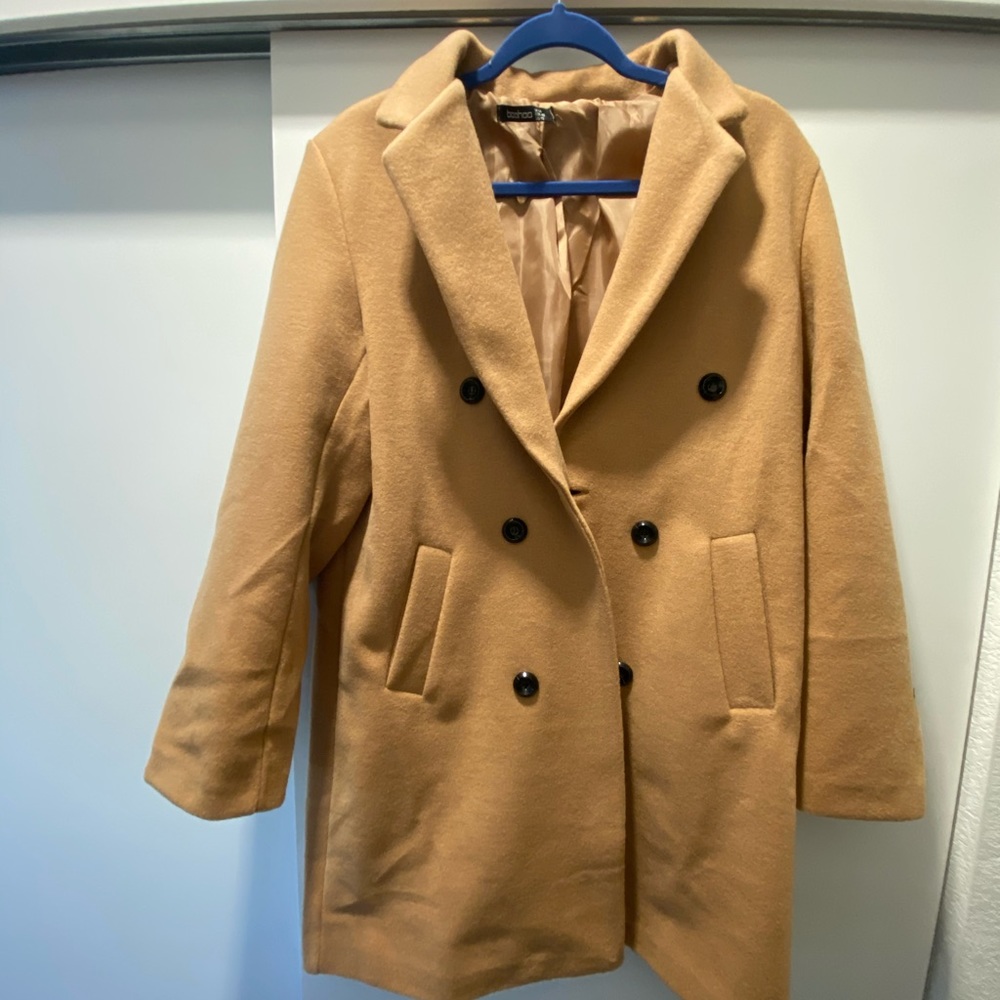 Camel coat, Boohoo brand